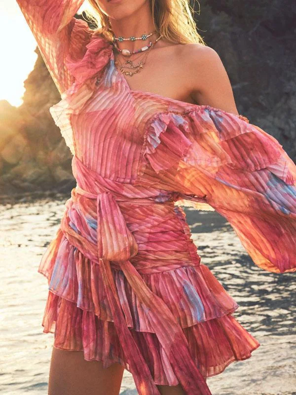 Tie front ruffle dress