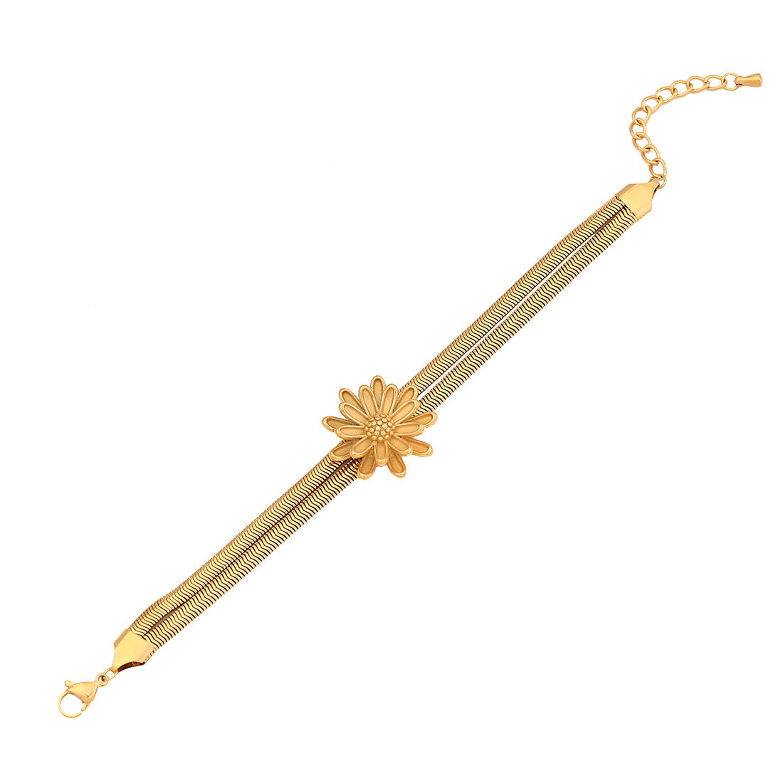 Fashion Flower Bracelet Personality Knot Design Double Layer Snake Bone Chain Titanium Steel Jewelry B621