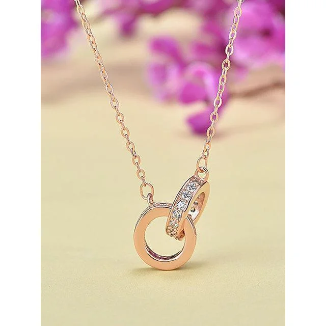 Women plus size clothing S925 Silver Double Ring Clavicle Chain Valentine Necklac-Nordswear
