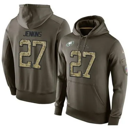 NFL Men's  Philadelphia Eagles #27 Malcolm Jenkins Stitched Green Olive Salute To Service KO Performance Hoodie
