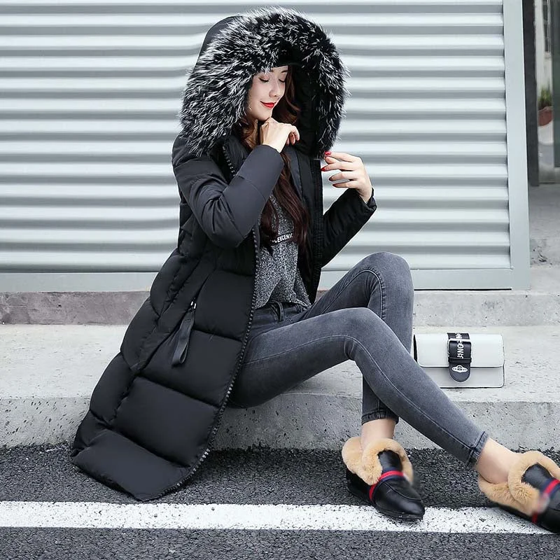 NEEDBO Winter Jacket Women Fur Collar Long Parka Casual Slim Woman Winter Coat Puffer Jacket Padded Outwear Coat Women Warm 2020
