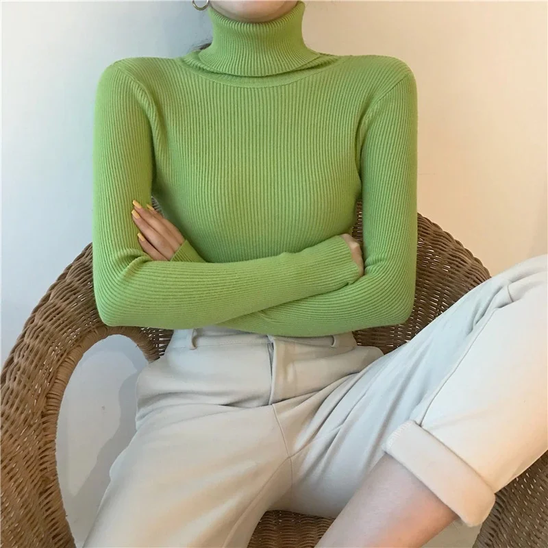 Winter Thick Sweater Women Knitted Ribbed Pullover Sweater
