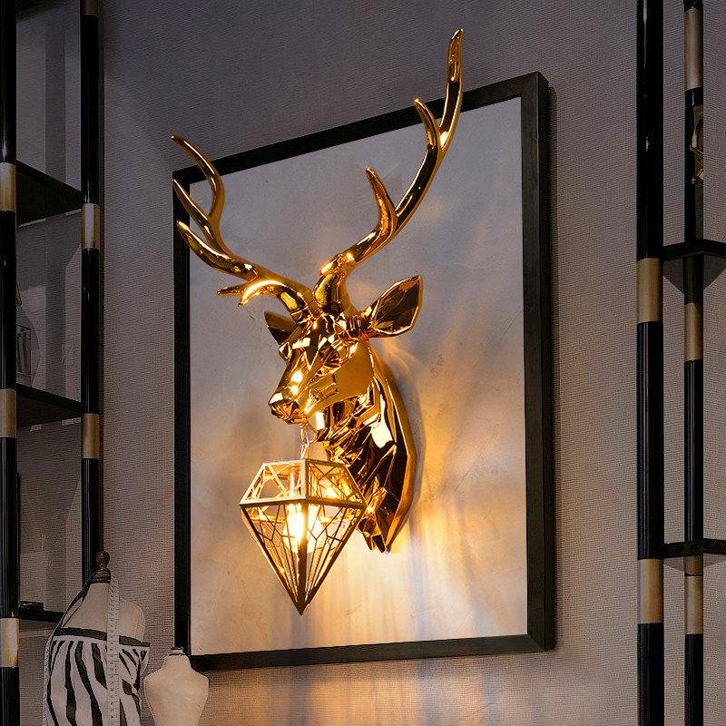 Modern Antler Wall Lamp Creative Wall Lamps American Retro Deer LED Wall light Living Room Bedroom Bedside wall Sconce Luminaire