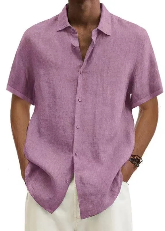 Uveng Uveng Explosion Summer V-Neck Button Cotton Cotton Pure Cotton Shirt Shirt Man Shirt Man