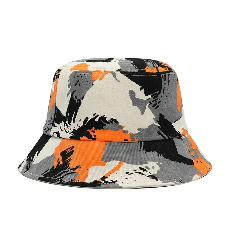 Camouflage Print Cotton Outdoor Sun Bucket Hats at Hiphopee