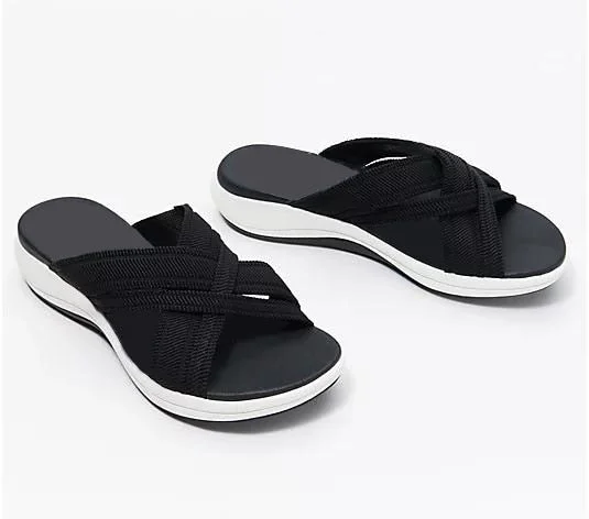 Women Cross Strap Slippers Platform Open Toe Mixed Color Wedges Female Sandals Summer Outdoor Beach Slipper Women Shoes Comfy