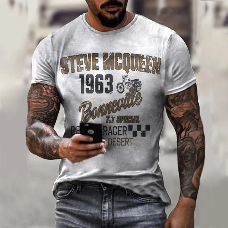 Men's Trim Lettered Men's Fashion Printed T-Shirt