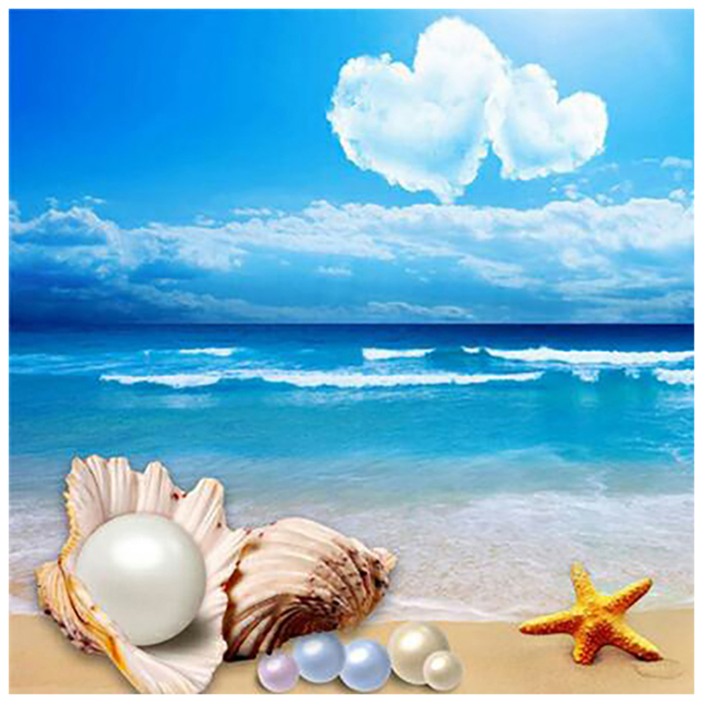 

30*30CM - Round Drill Diamond Painting - Seaside Starfish Shell, 501 Original