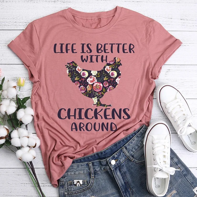 Chicken with flowers  T-Shirt Tee05949-Annaletters