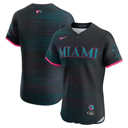 Men's Miami Marlins  Black 2025 City Connect Elite Jersey