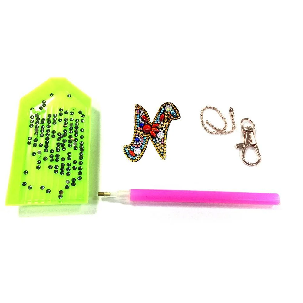 DIY Key Chain Diamond Painting Letters Women Girl Bag Keyring Pendant Gift