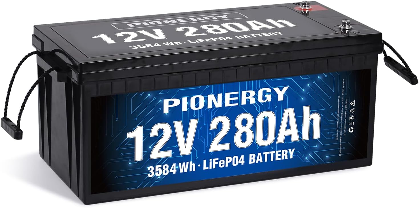 Pionergy 12V 280Ah LiFePO4 Battery: 200A BMS, 4000+ Cycles