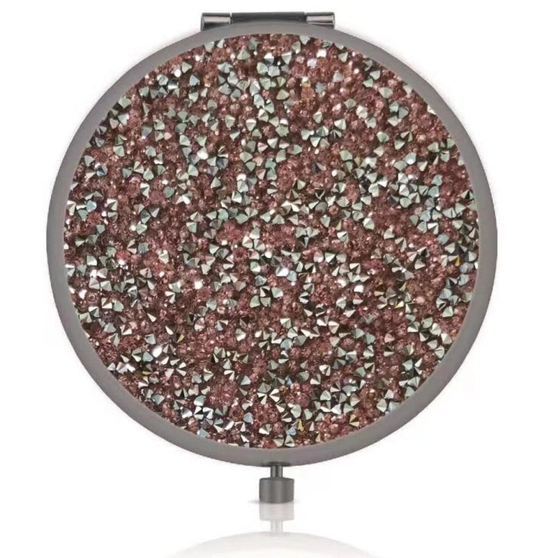 Retro Crystal Stick-on Round Double-sided Portable Mini Mirror