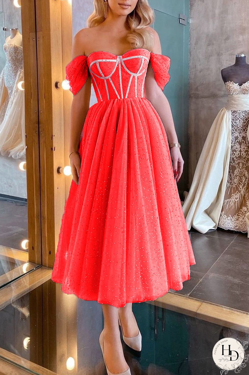 Apricot Sexy Elegant Solid Split Joint Strapless Evening Dress Dresses