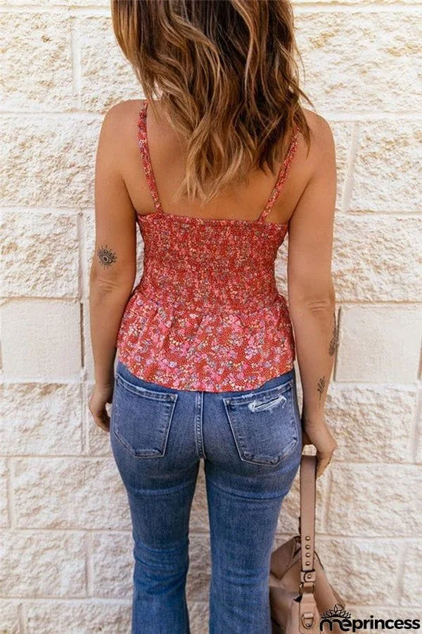 Joplin Floral Smocked Peplum Tank Top