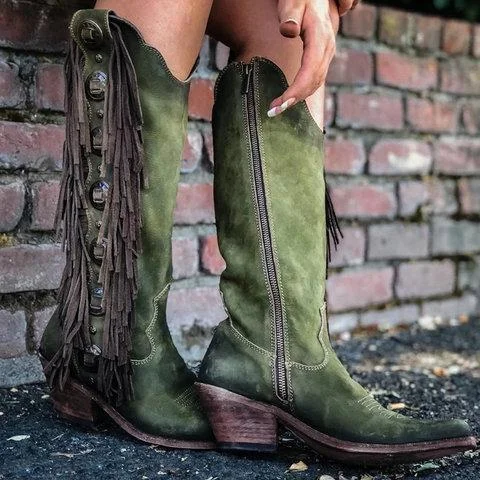 Women Cowgirl Western Slip-on Boot Shoes