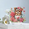 (US Only)2D Flat Teacup Puppy Print DIY Desktop Diamond Art Kits Bedroom Table Decoration