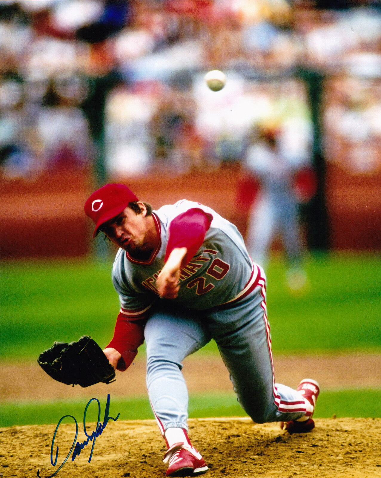 DANNY JACKSON CINCINNATI REDS ACTION SIGNED 8x10