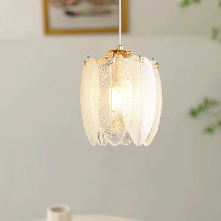 Romantic Feather Small Glass Pendant Light