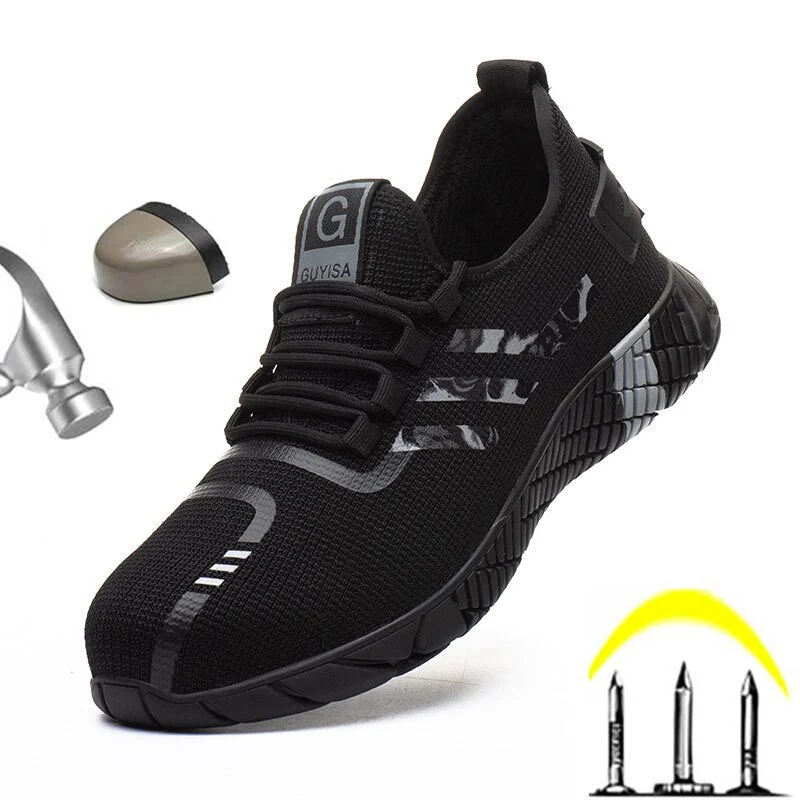 Men Safety Work Shoes Breathabale Light Boots With Steel Toe Cap Casual Protective Shoes Puncture-Proof Soft Comfort Sneakers