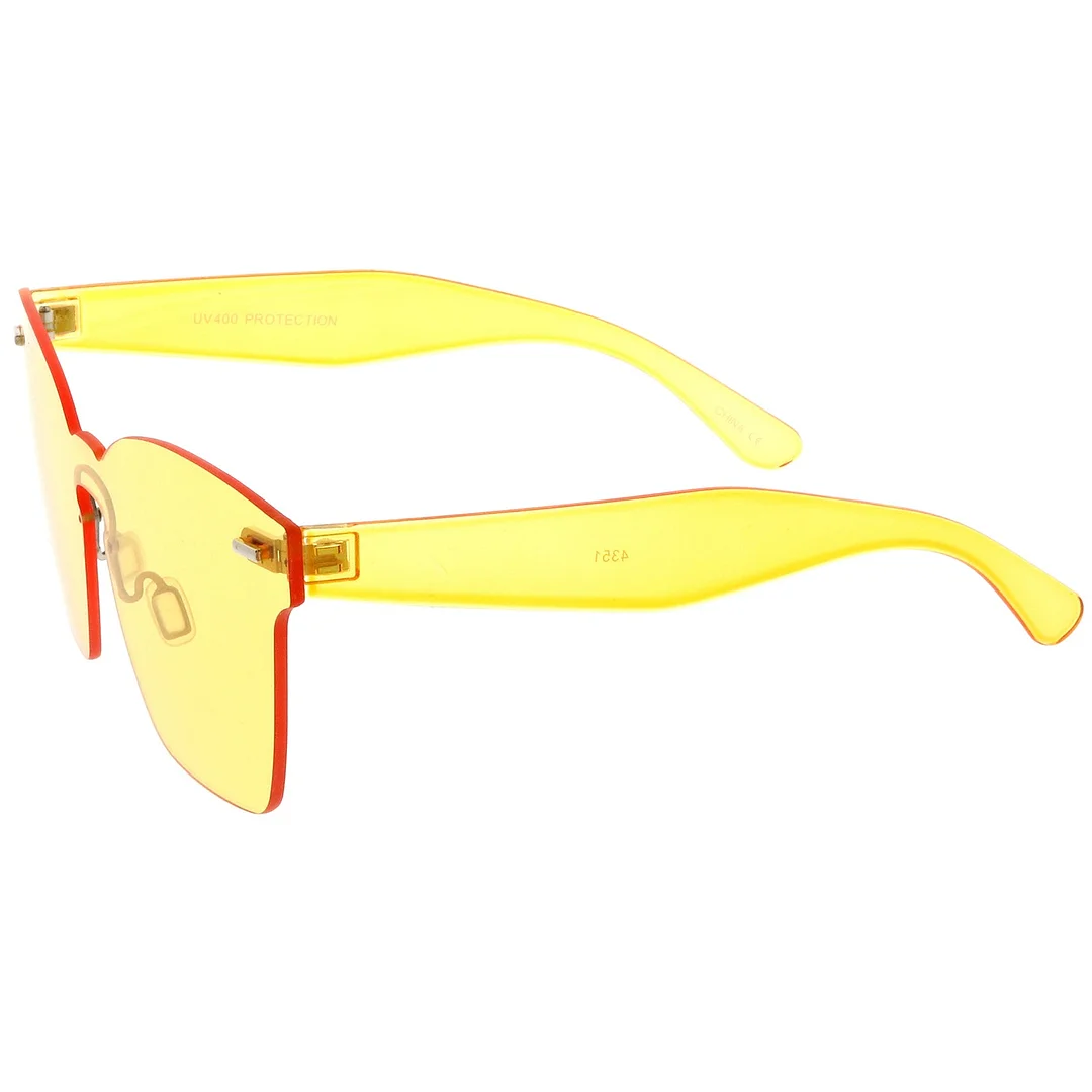 Oversize Rimless Keyhole Nose Bridge Mono Lens Horn Rimmed glasses 63mm