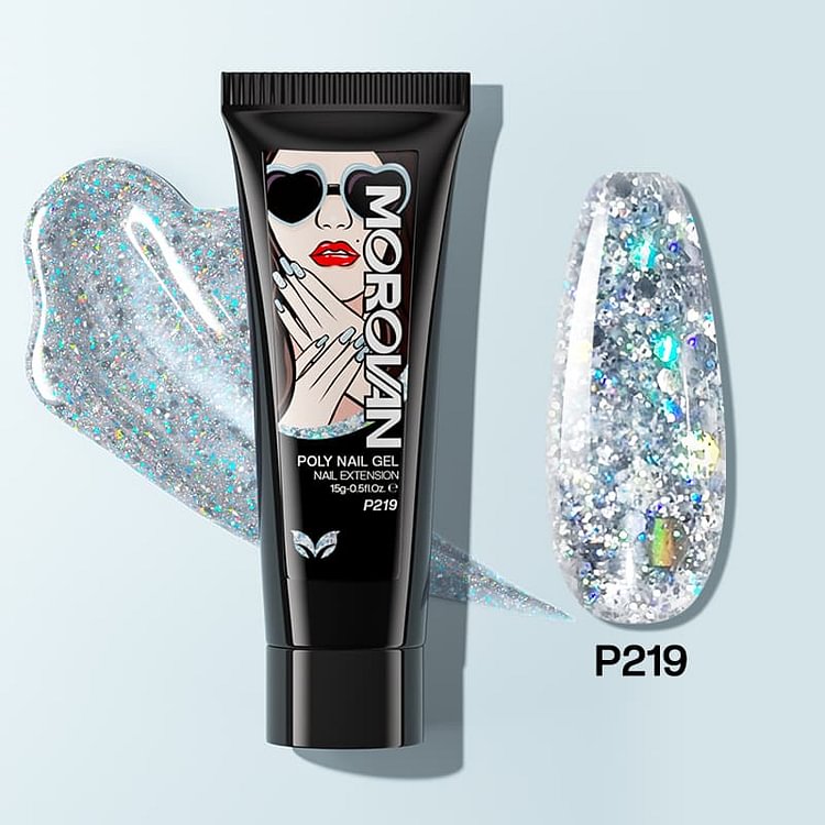 Mystic Grey Slate Glitter Poly Nail Gel