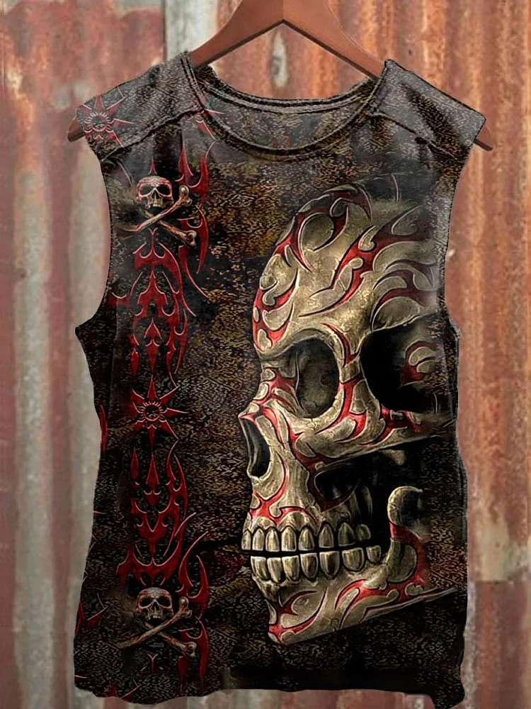 Men's Vintage Skull Print Shirt