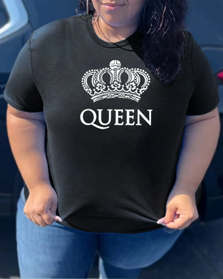 Couples Plus Size King＆Queen Personalized Print T-Shirt