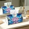 (25cm)Winter Night Pearl Lotus DIY Diamond Painting PU Tissue Holder Box