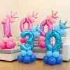 10PCS Blue Pink Party 0 - 9 Numbers Aluminum Film Latex Balloons Birthday Anniversary Decors