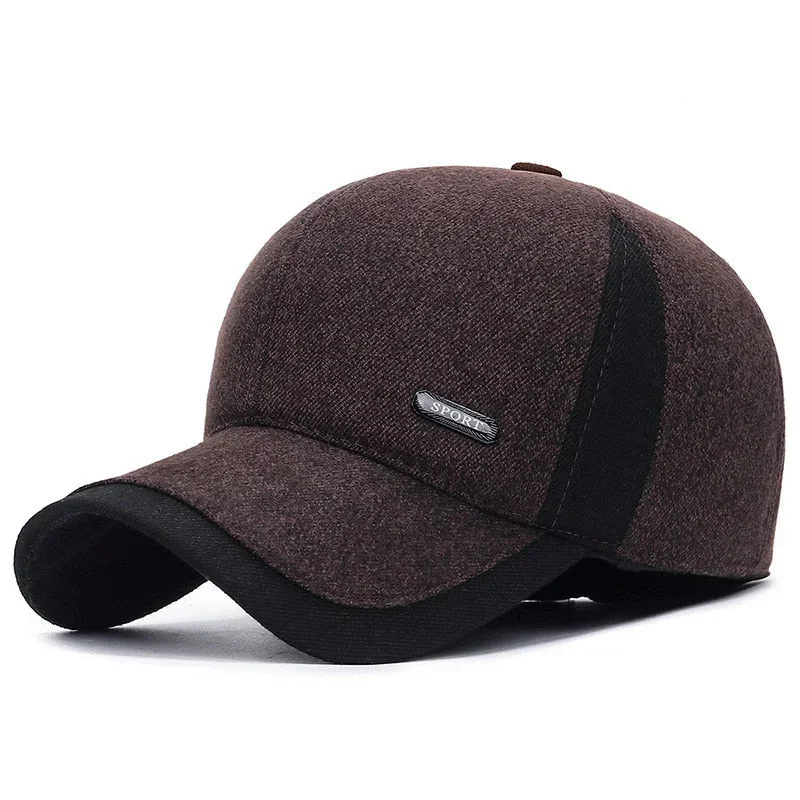 Men Baseball Caps with Earmuffs Winter Visor Hats, Fleece Lined Golf Hats