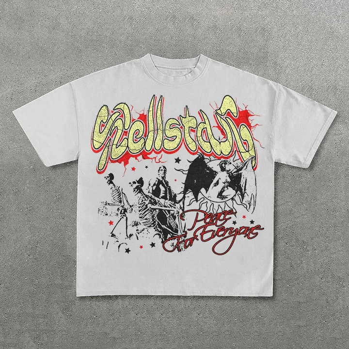 Vintage Hellstar Abstract Skull Graphic 100% Cotton Short Sleeve T-Shirt