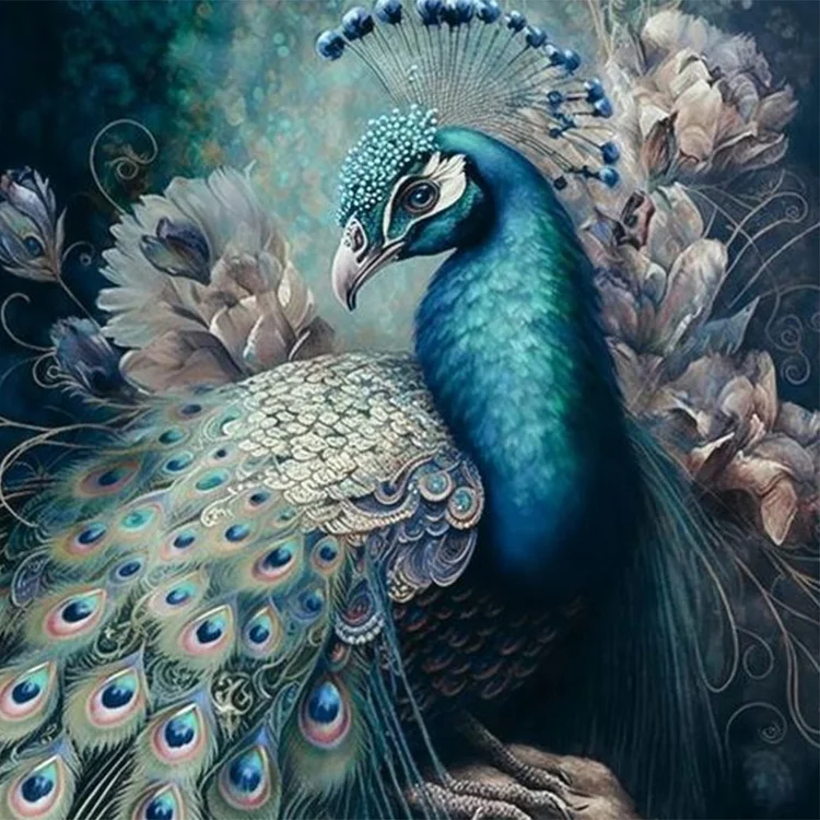 Blue Peacock 40*40CM(Canvas) Full Round Drill Diamond Painting gbfke