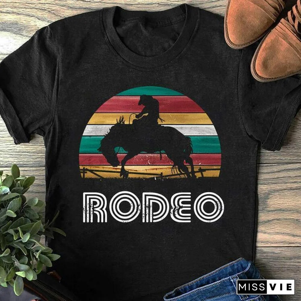 Women Rainbow And Letter Black Pattern T-Shirt