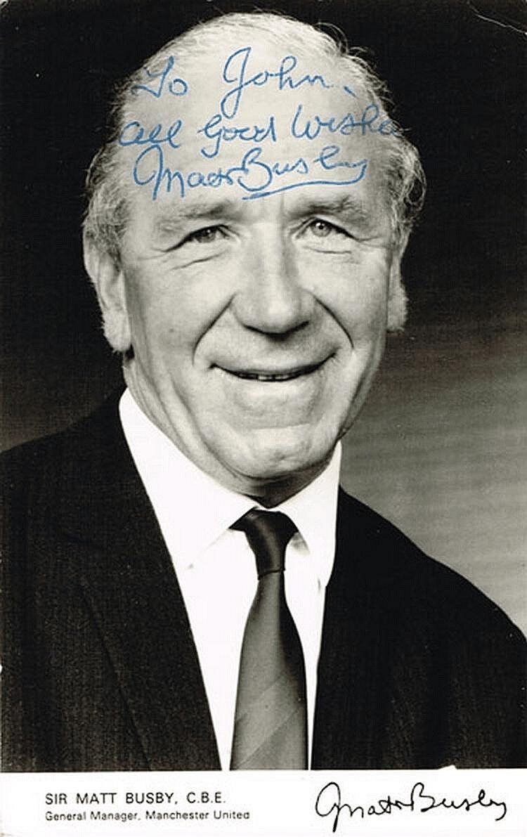 SIR MATT BUSBY Signed Photo Poster paintinggraph - Football Manager Manchester United - Preprint