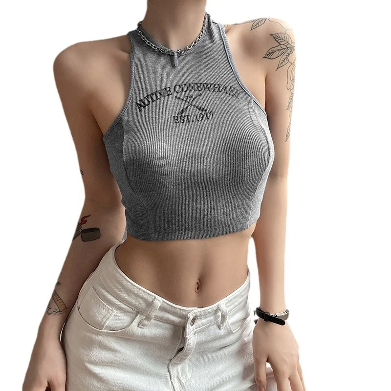 Uveng Spring 2024 New Women's Clothing Solid Color Body-Cuff-Enavel Fashion Collar Printing Sleeveless Vest