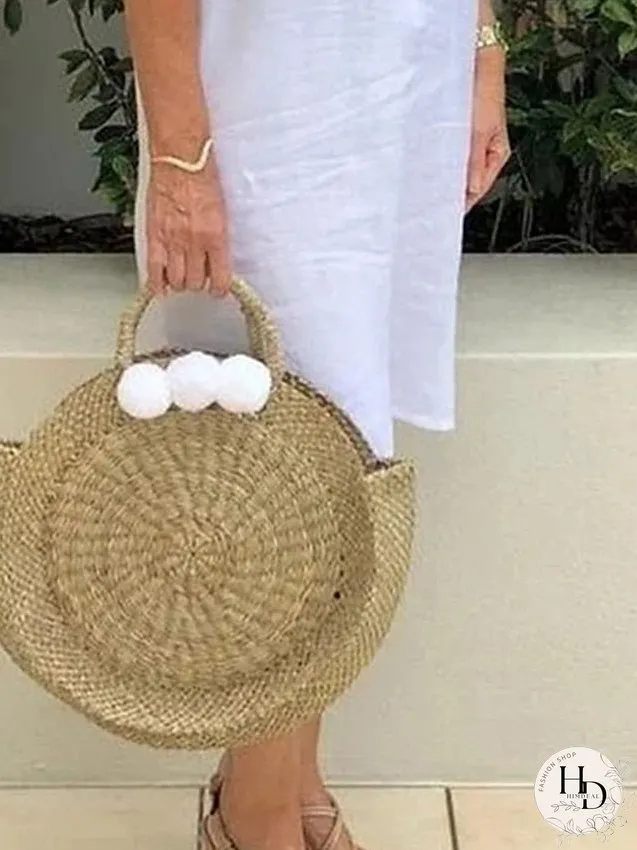 Casual Dress Cotton Linen Dress Shift Dress Midi Dress Cotton Blend Fashion Basic Outdoor Daily Vacation Off Shoulder Ruffle Short Sleeve Summer Spring Loose Fit White Plain S M L XL 2XL for Women
