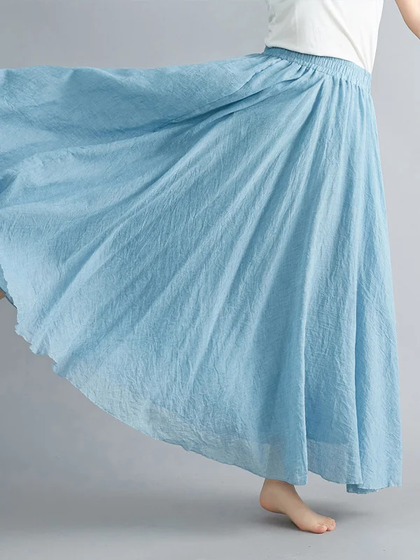 Elasticity Pleated Solid Color A-Line Loose Skirts