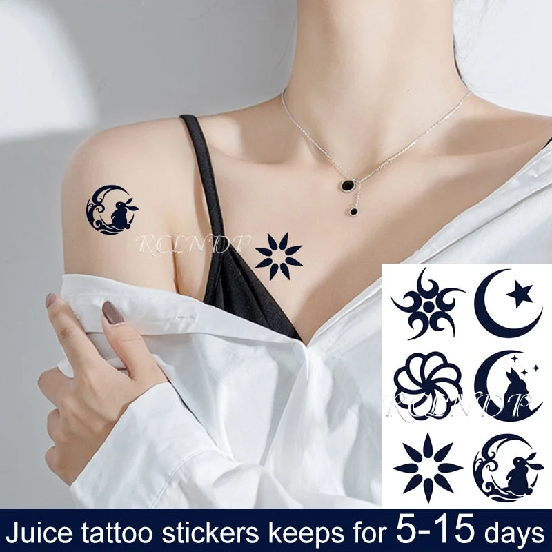 Waterproof Temporary Juice Ink Sticker Sun Totem Dragon Phoenix Small Element Fruit Gel Long Lasting Tattoo for Men Women girl