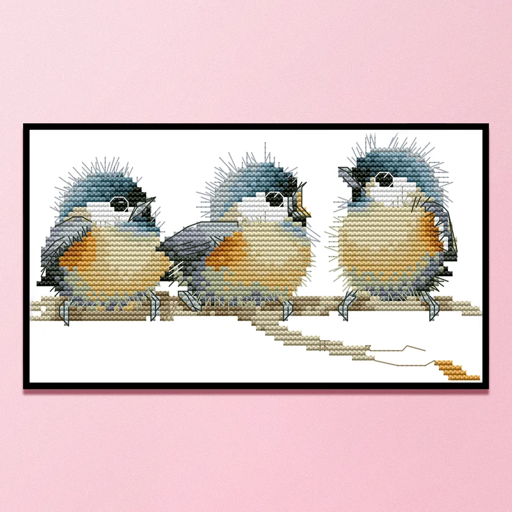 3 Birds-14CT Full Stamped Cross Stitch Kits (Canvas|25*14CM)