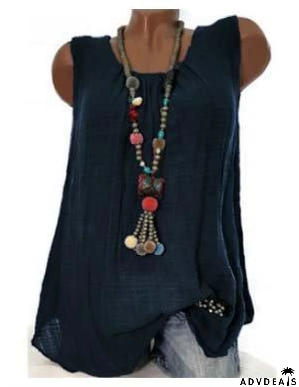 Women Round Neck Sleeveless Casual Tanks