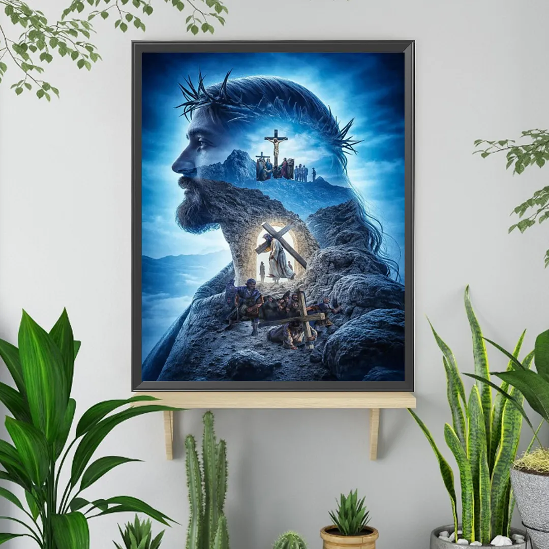 Jesus Full DIY 5D Square Drill Diamond Painting Gem Art Kits for Adults/Beginners Gift Idea Home Wall Decor Diamond Dots Paintings Picture Arts Craft 17.72x21.65In (ZQA6867)