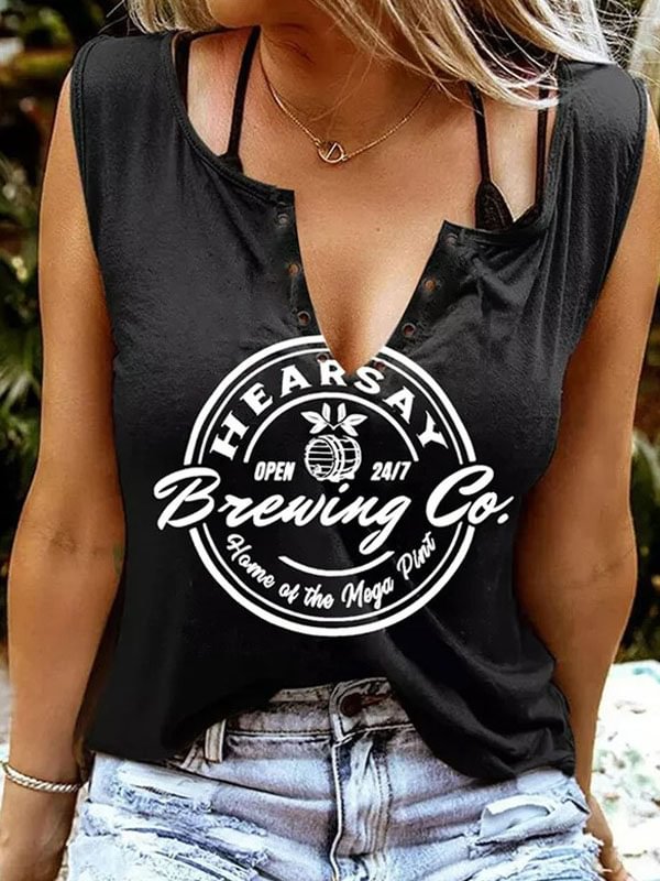 Hearsay Brewing Co Isn't Happy Hour Anytime Print Tank Top