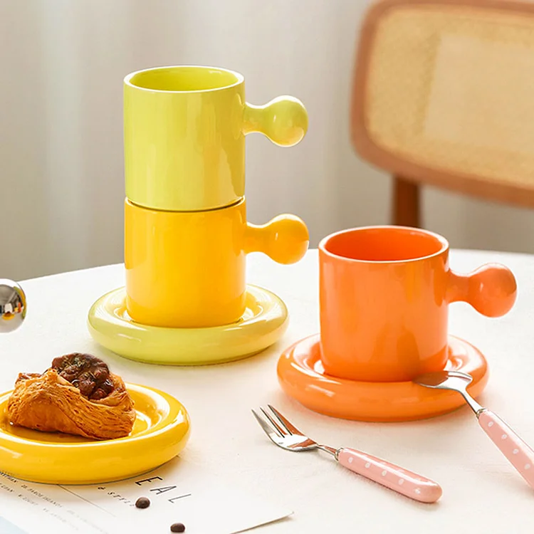 Creative Vitality Egg Yolk Cup Mug and Saucer Set