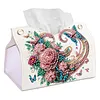 Pink Roses DIY PULeather Diamond Painting Tissue Box for Adults Beginners Decorative Diamond Art Paper Storage Holder for Living Room Bedroom Bathroom Table Decor