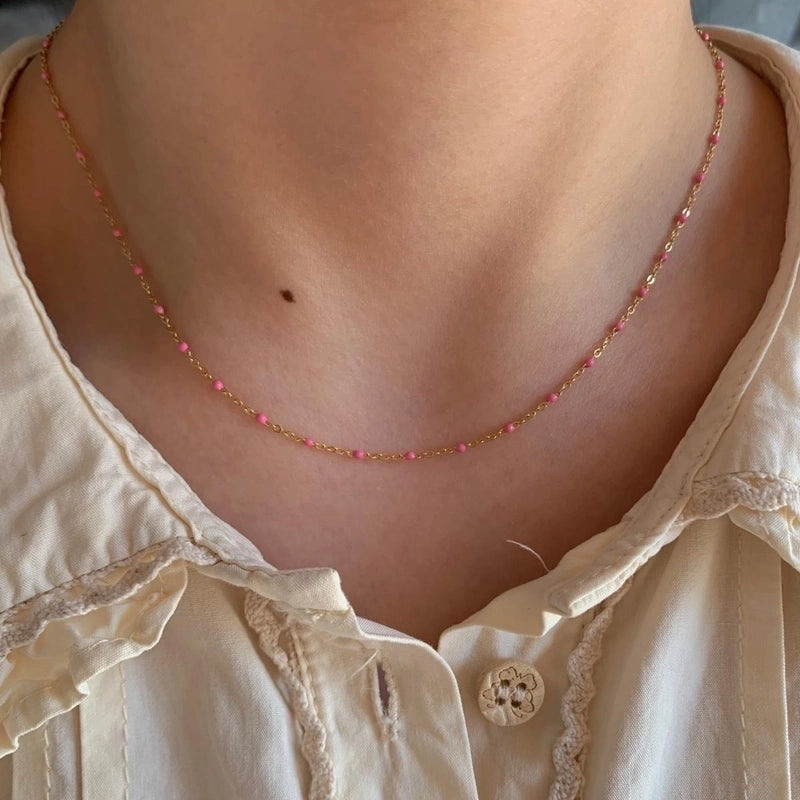 Casual Modern Style Color Block 304 Stainless Steel 16K Gold Plated White Gold Plated Gold Plated Enamel Plating Necklace