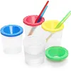 Spill Proof Paint Cups with Colored Lids Paint Brush Cleaner Cup Reusable for Artist Watercolor Painting Art Crafts Supplies (1Pcs Yellow)
