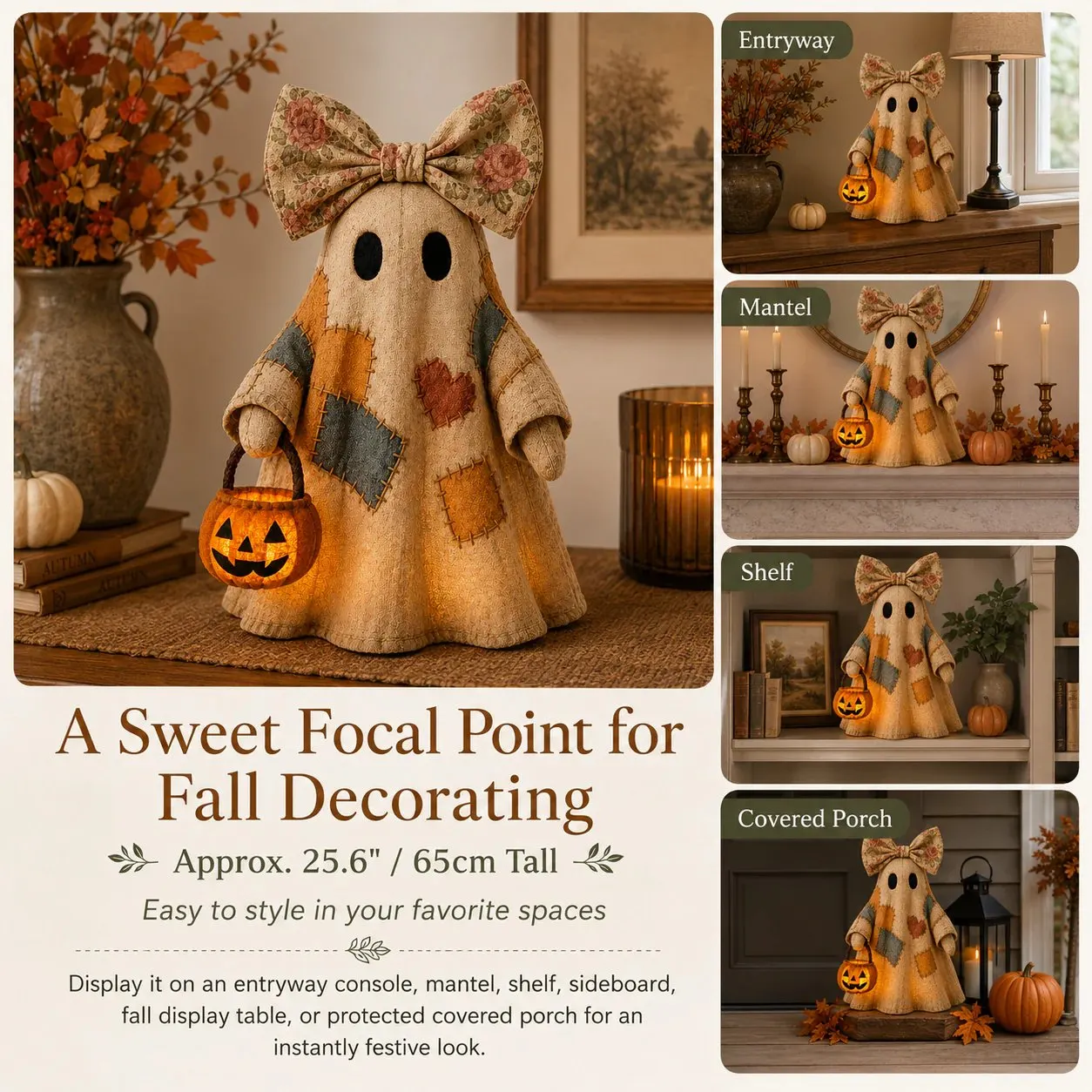 Styling Patchwork Ghost in Living Room and Mantle
