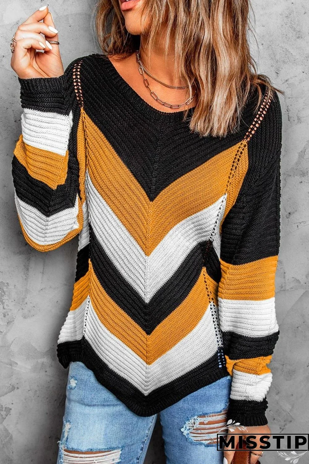 Burgundy Casual Patchwork Contrast O Neck Tops