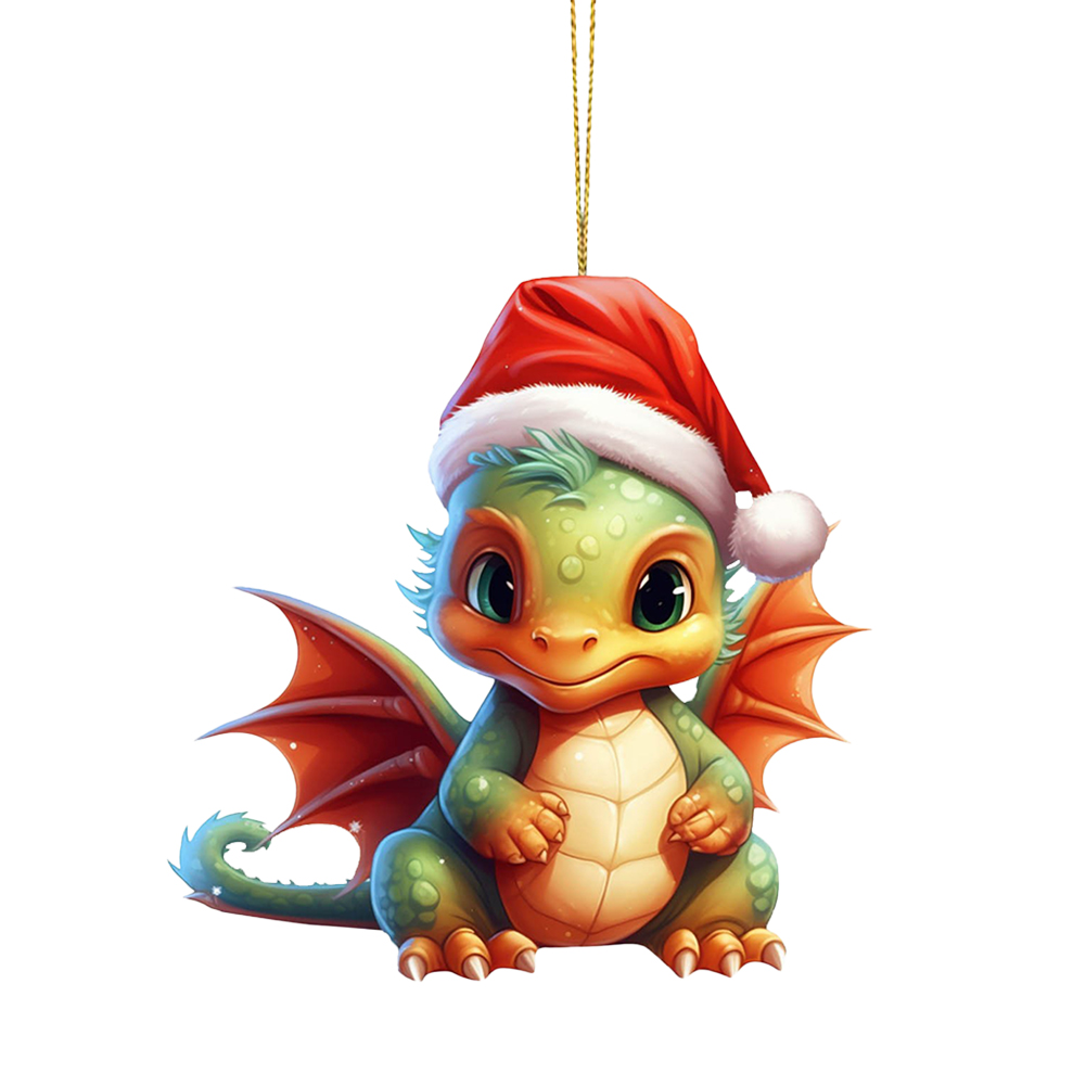 Christmas Dragon Ornaments Acrylic Christmas Anime Flying Dragon Pendant Cartoon